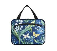 tplaotee Chic Lily Of Valley Butterfly Blue hanging kits for men with hook, designer portable make up bags for travel accessories for women hotel estuches para maquillaje M, chic Lily of Valley