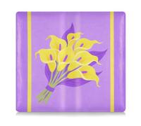 tplaotee Chic Yellow Calla Lily Purple Background Minimalist Style Pu Leather Car insurance and registration card holder Document Wallet for ID, Driver's License, Key Contact Information Cards