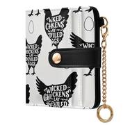 tplaotee Chickens Lay Devil Egg White Ladies Slim Foldable Wallet Convenient PU Leather Bifold Wallet for Girls Women Ladies