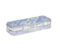 tplaotee Childish Animal Manta Ray Fish Spaceship Colorful Designed Plastic Pencil Box Clear 2 Layer Pens Case Boxes For Stationery With Snap-Tight Lid