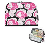 tplaotee Chinese Auspicious Cloud Pattern White Hot Pink Pencil Case Large Capacity Pen Case Organizer Wide Opening Stationery Pencil Case for Man Preppy School Supplies bolsad para herramientas