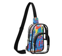 tplaotee Clear Bag Womens Shoulder Bag Crossbody Adjustable Strap Ladies Chest Bag for Running,Hiking Transparent Purses Blue Cat in The Style Of Picasso-style