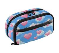 tplaotee Cloud Country Style Valentine Expandable Pen Bag Multi- Slot Pencil pouching for College Student Teen Adults