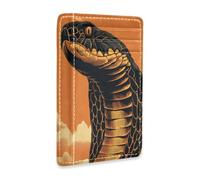 tplaotee Cobra Vintage Style Orange Black leather slim small wallets With ID Window RFID Blocking card holder for Men and Women