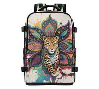 tplaotee College Backpack Clean Design Backpack Laptop Bag For Women Travel Essentials for Travel Business Casual or College 20L Boho Mandala Flowers Leopard Colorful