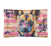 tplaotee Colorful African Wild Dog Pink and Gold Striped Washable Dog Sleeping Mattress Soft Anti-Slip Pet Kennel Beds for Large Jumbo Medium Small Dogs 36" x 24"
