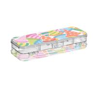tplaotee Colorful Cartoon Birthday Hat Designed Clear Pencil Box Plastic Double Layer Pens Hard Case For Stationery Supplies With Snap And Lid