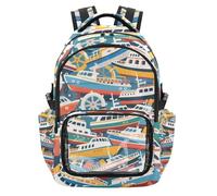 tplaotee Colorful Cartoon Cute Steamship Clear Kid Backpack PVC Transparent School Backpack with Laptop Compartment for School College Travel, Age 7-18