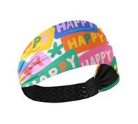 tplaotee Colorful Cartoon Happy Modern Moisture Wicking cloth headbands for women Elastic sweat for Gym Daily use hiking washing face