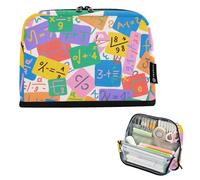 tplaotee Colorful Cartoon Mathematical Formula Pencil Box Large Capacity Cosmetic Bag Sturdy Organizer Box for Girls Office bolsa para maquillaje