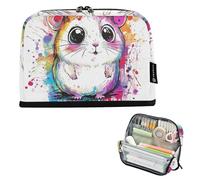 tplaotee Colorful Hamster Pencil Case Organizer Large Capacity Makeup Pouches Wide Opening Stationery Bag for Boys Middle School cartucheras escolares para ninas