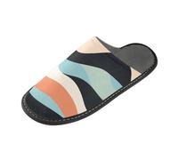 tplaotee Colorful Long Wavy Patterns Warm Women's Slipper Indoor Slippers with Memory Foam For House, Bedroom