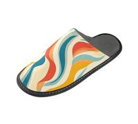 tplaotee Colorful Long Wavy Patterns Warm Womens Slippers Womens Indoor Slippers with Memory Foam For House, Bedroom