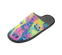 tplaotee Colorful Monsters Warm Slippers Women Slipper For Women Indoor with Memory Foam For House, Bedroom