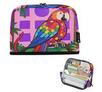 tplaotee Colorful Parrot Pencil Holder Large Capacity Cosmetic Bag Wide Opening Case Pencil Holder for Teens Kindergarten cartucheras para lapices