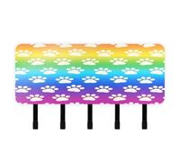tplaotee Colorful Rainbow Paw Prints Keys Holder on Wall with Mail Organizer & 5 Self-Adhesive Hanging Decorative Wall Hook for Home Improvement Entryway Hallway