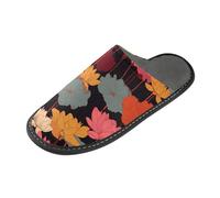 tplaotee Colorful Water-lilies Flower Leaves Warm Women's Slippers Home Slippers For Women Indoor with Memory Foam For House, Bedroom