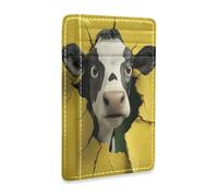 tplaotee Cow Breaking Through The Wall Yellow leather women's slim wallet With ID Window RFID Blocking wallet card holder for men&women