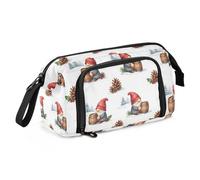 tplaotee Cozy Winter Gnome Pine forests Seamless Pattern Rustic Gnome with Hot Cocoa Pinecones & Holly for C School Pencil Case Large Capacity Cute School Supply with Handle for Teens School Supply