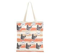 tplaotee Customized Pet Avatars on Canvas Bags Canvas Tote Bags For Women Bulk Canvas Tote Bags For Teachers Plain Coral Orange Beige White Stripe Pattern