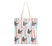 tplaotee Customized Pet Avatars on Canvas Tote Bags Canvas Tote Bag For Women Tote Bags Bulk For Teachers Plain Coral Light Blue White Stripe Pattern