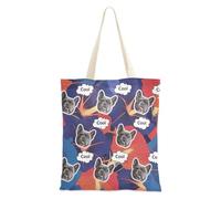 tplaotee Customized Pet Avatars on Canvas Totes Canvas Tote Bag For Women Canvas Tote Bags Bulk for Friend blanks Red Indigo Morning Glory Abstract Flowers