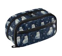 tplaotee Cute Balinese Cats Navy Blue PVC Pencil pouching Large Capacity Stationery Storage for College Student Teen Adults