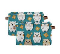 tplaotee Cute Bears Cartoon Blue storage baskets,foldable and waterproof baskets for shelves with sturdy handle bins accessories accessories 2 pack for closet quilt
