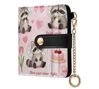 tplaotee Cute Cartoon Angel Raccoon Ladies Classic Foldable Wallet Unique Compact PU Leather Wallet for Women Boys Girls
