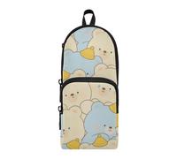 tplaotee Cute Cartoon Cry Bear Nylon 3 Compartments Pencil Bags study&multifunctional Pen Pencil Case Stationery pouching Organizer for Men High School 1600ml
