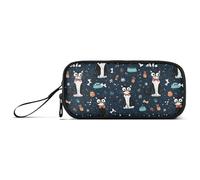tplaotee Cute Cartoon Mr Cat Blue Pencil Bags Mesh Pen Pencil Case for School