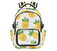 tplaotee Cute Cartoon Yellow Pineapple Clear Backpack for School PVC Transparent Carry On Backpack Travel Bag for Festival Sports Events, Age 7-18