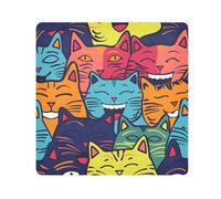 tplaotee Cute Cat Faces Self-Adhesive Makeup Travel Case Cloth Organizer Wrap Camera Lens Cloth Wrapper Cosmetic Organizers For Travel Size 21.7x21.7in