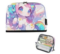 tplaotee Cute Chibi Unicorns Pencil Pen Case Large Capacity Pen Case Cosmetic Zippered Storage Organizer for Teen Girls School cartera para lapices escolares de nina