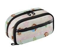 tplaotee Cute Curious Monkey and Flower Expandable Pencil Case Pencil Case With Compartments for Teen Girls