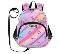 tplaotee Cute Ears Personalized Kids Backpack with Leash for Little Girls Anti-lost Personal Backpack with Reflective Strip Colorful Paw Prints, Cute Footprints, Pretty colorful paw prints, M