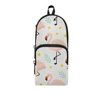 tplaotee Cute Pink Flamingos Nylon 3 Compartments Storage Pen Case Pencil Bag Multi-purpose and aesthetic Large Pencil Case Stationery pouching for Women Elementary 1600ml