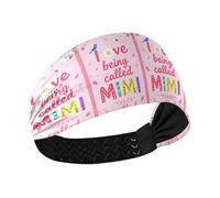 tplaotee Cute Pink Floral Mimi Name Design Cooling fashion headbands Elastic sweat bands for head for Workouts Workouts washing face washing face