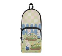 tplaotee Cute Rabbits Gardener Green Nylon 3 Compartments Pen Case Pencil Bag study&multifunctional Zipper Pencil Case Stationery pouching Bag for Man Middle School 1600ml