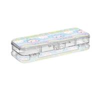 tplaotee Cute Rainbow Colorful Children Doodle Cat Designed Pencil Storage Box Clear 2 Layer Boxes Pens Case For Art Supplies With Lid