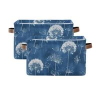 tplaotee Dandelion Glory Blue storage baskets,Foldable and waterproof pantry baskets with sturdy handle rack canvas canvas set of 2 for pantry gift