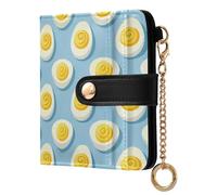 tplaotee Devil Egg Cartoon Blue Women's Folding Wallet With Card Slots Cute PU Leather Wallet for Women