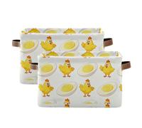 tplaotee Devil Egg Merry Chicken Hen White storage baskets,Foldable and waterproof durables fabric cube storage bins with sturdy handle tubs camping camping set of 2 for laundry room gift