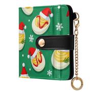 tplaotee Devil Egg Merry Christmas Green Women's Folding Wallet With Card Slots Portable PU Leather Wallet for Women Girls