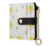 tplaotee Devil Egg Merry Daisy Plaid White Women's Small Folding Wallet Fancy PU Leather Folding Wallet for Men Women Travel