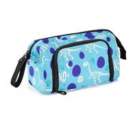 tplaotee Dinosaur Skeleton T-rex fossils Blue Dino Pencil Bags Large Capacity Large Pencil Case with Slot for Boys High School