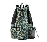 tplaotee Drawstring Backpack Sport Gym Sackpack With Pockets String Bag Waterproof William Morris Dog Teal