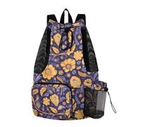 tplaotee Drawstring Bags For Men Women Sport Gym Sackpack With Inside Pockets Cinch Back Sack Waterproof Buttercup and Sweet Potato Pattern Paisley