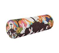 tplaotee Easter Bunnies and Forestland Creatures Pattern Decorative Lower Back Support Pillow (Scenario) Circular Pillow Cushion Cervical Cylinder Neck Support Car