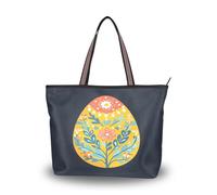 tplaotee Easter Egg Folk Art Patterns Flowers Everyday Tote hobo handbags large purses and handbags for Prom Engagement, Easter Egg Folk Art Patterns Flowers, M